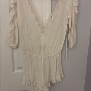 Victoria's Secret Cream Lace-Detail Babydoll Romper